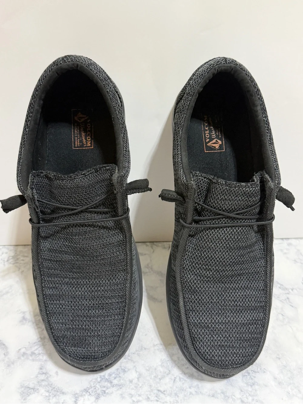 Men's Volcom Composite Toe black canvas Slip-On Moc Toe Work Shoe VM30802 11.5